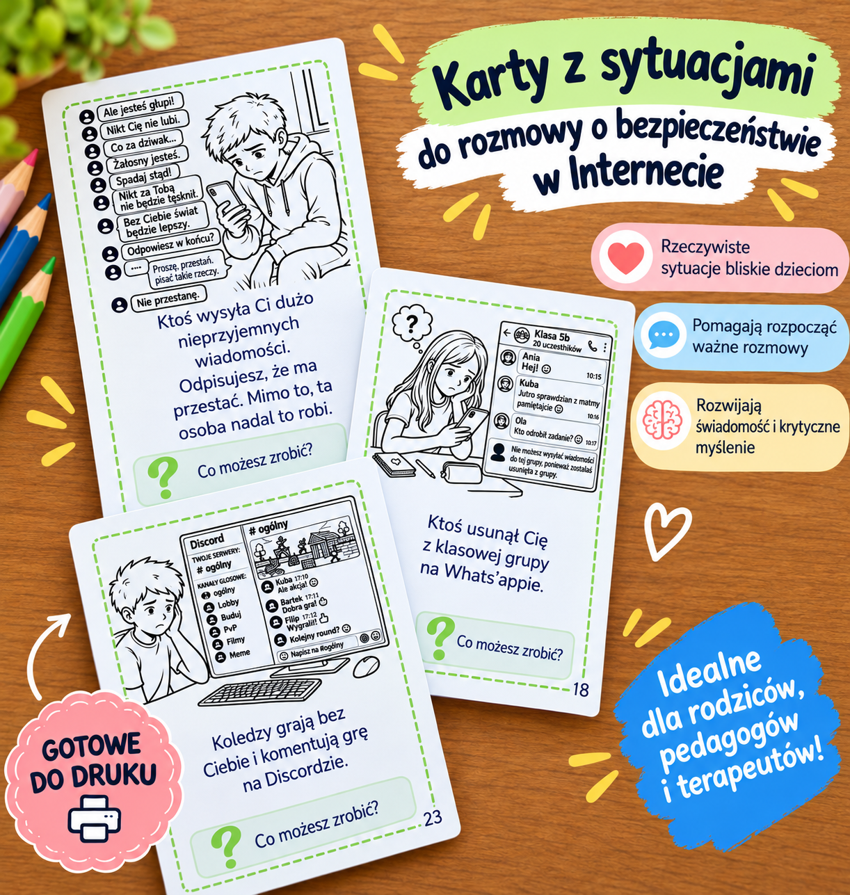 Cyberprzemoc, hejt i wykluczenie rówieśnicze online. Terapeutyczna gra karciana dla dzieci 8-12 lat - obrazek 2